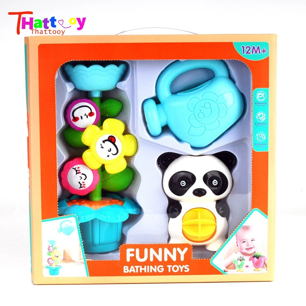 

Bath Toys Baby Cute Panda Flower Shower Water Spray Sprinkler Bathroom Sprinkling Toys Beach Swimming Toddler Toys Set Gifts