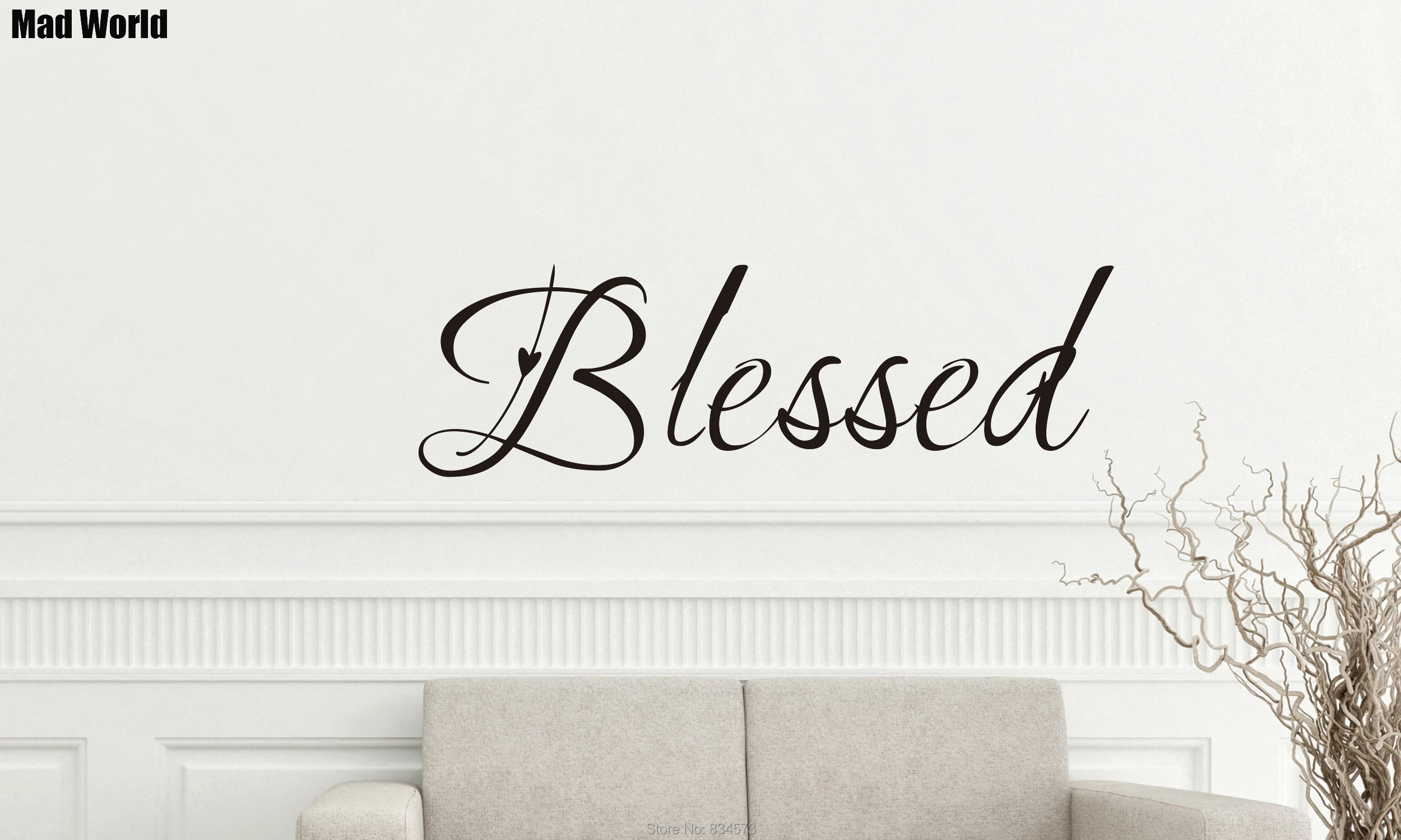 

Mad World-Blessed Inspirational Quote Saying Wall Art Sticker Wall Decals DIY Home Decoration Removable Room Decor Wall Stickers