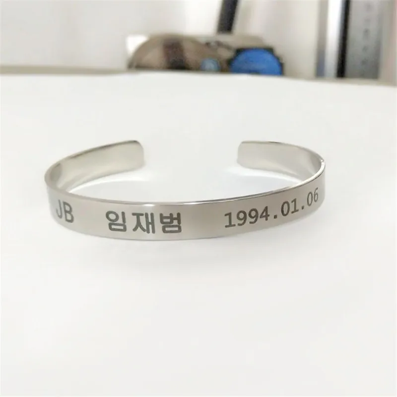 Kpop JB бэмбам Джексон Марк нержавеющая сталь открытый C-образный дизайн браслет с