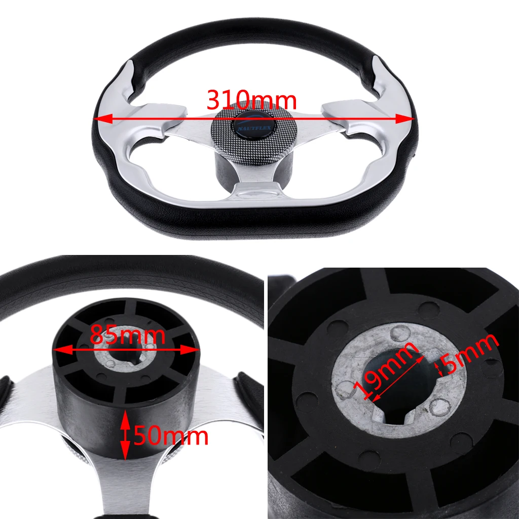 

310mm Boat Steering Wheel PU Foam Cover 3 Spoke 3/4" Tapered Shaft For Marine Vessels Yacht Speedboat Boat Accesso ries Marine