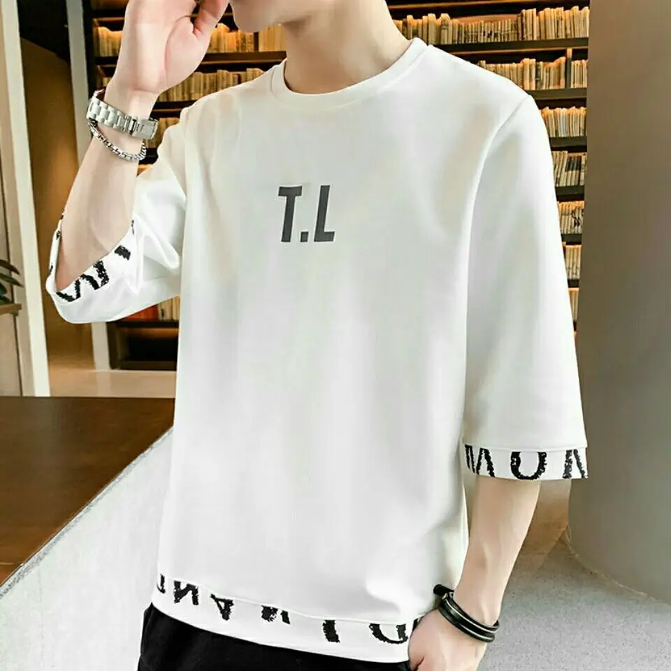 

Men's new summer casual and handsome 5-sleeve thin large size suit