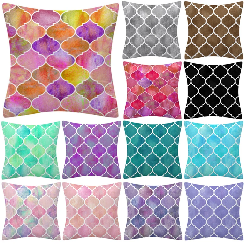 

Morocco Pillow Case Decorative Pillows Cover Geometric Cushion Cover 45*45cm Home Decor Quatrefoil for Sofa Car Home Decorative
