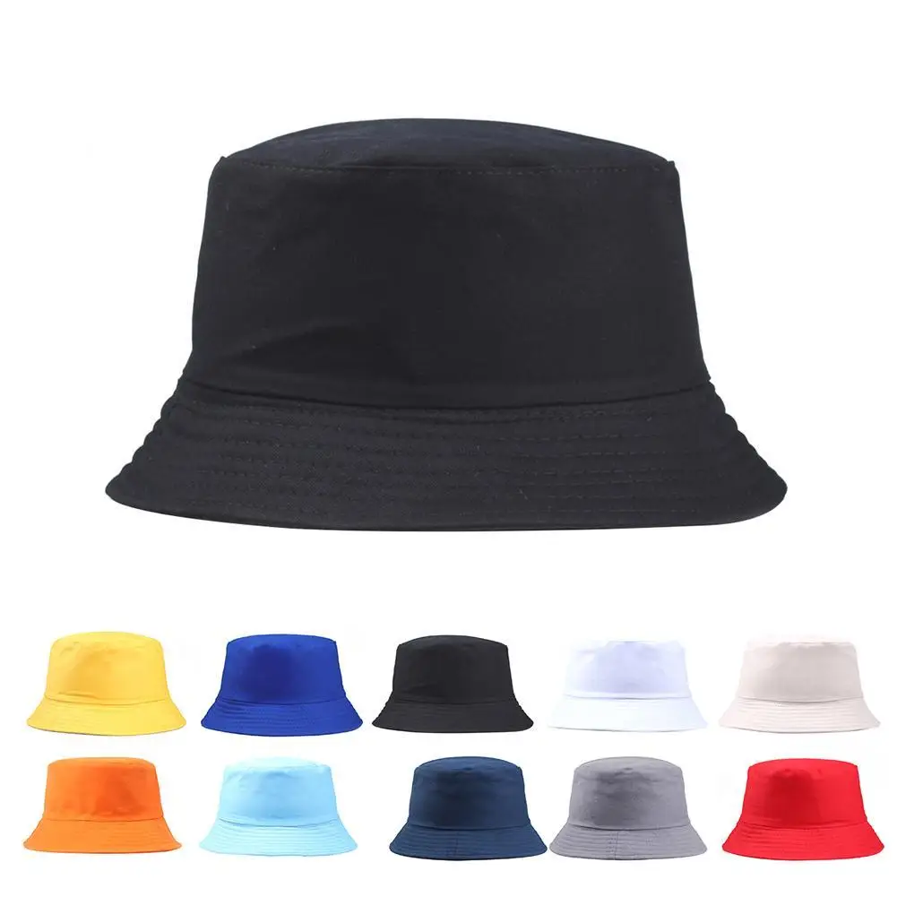 

New Unisex Cotton Bucket Hats Women Summer Portable Solid Color Folding Fisherman Sun Hat Outdoor Men Women Fisherman Hat