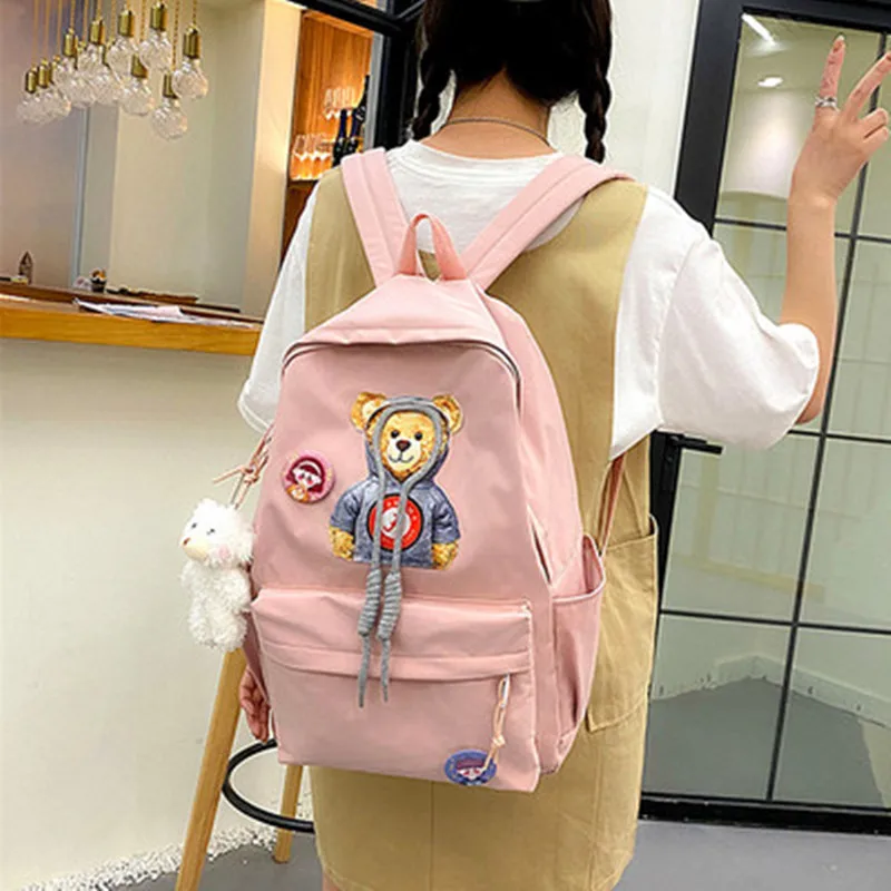 

Рюкзак женский, с рисунком медведя, розовый