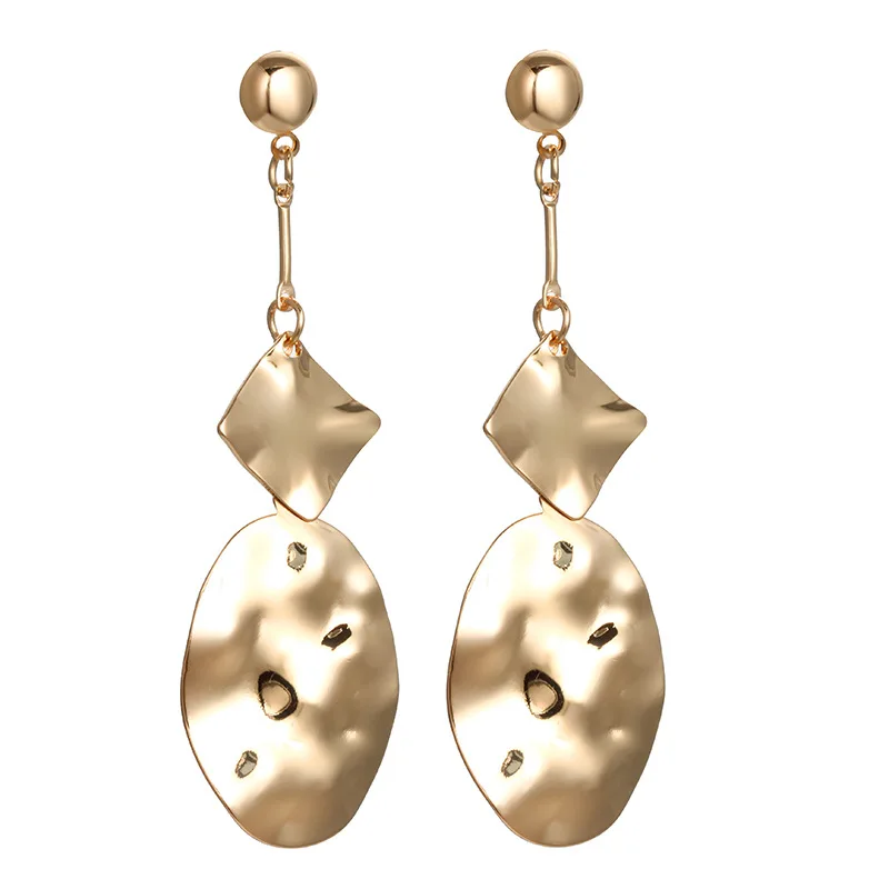 Корейские золотые серьги Геометрические Квадратные овальные для женщин длинные