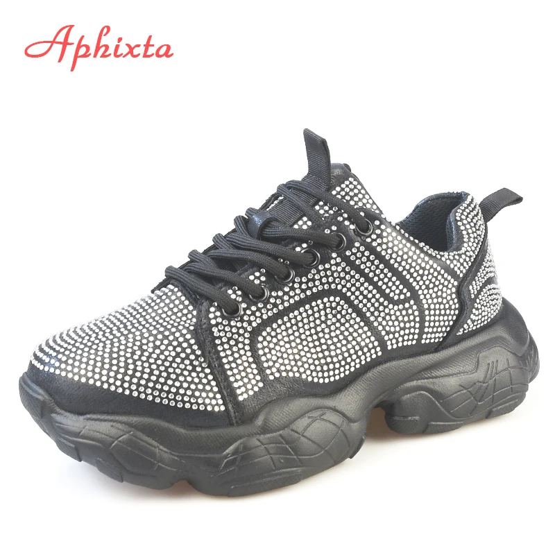 Aphixta/кроссовки на платформе с кристаллами Женская обувь спортивная дышащая для
