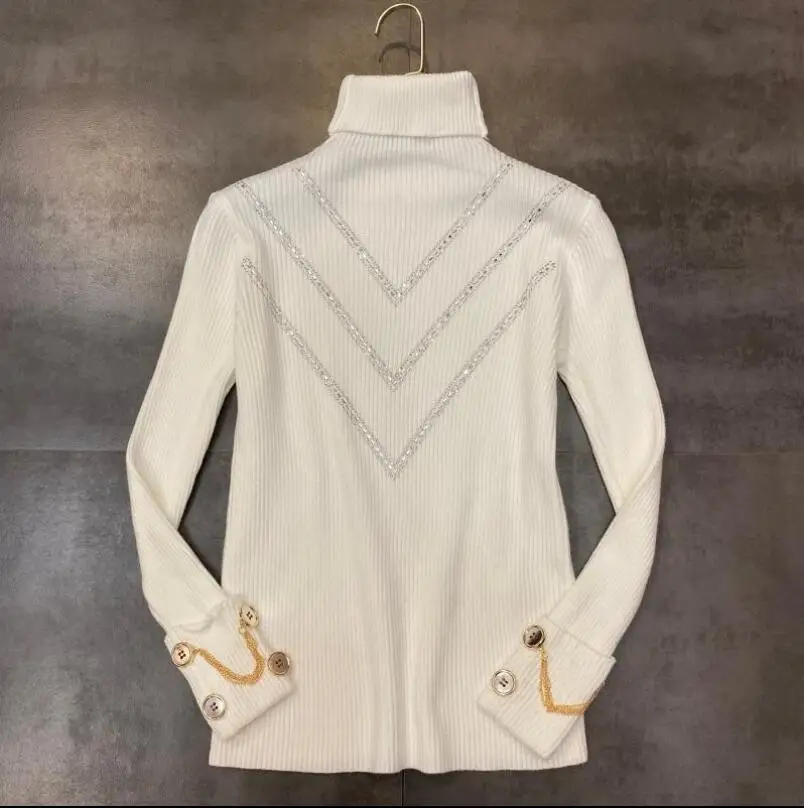 Женский трикотажный свитер-водолазка V-образный вырез | Женская одежда