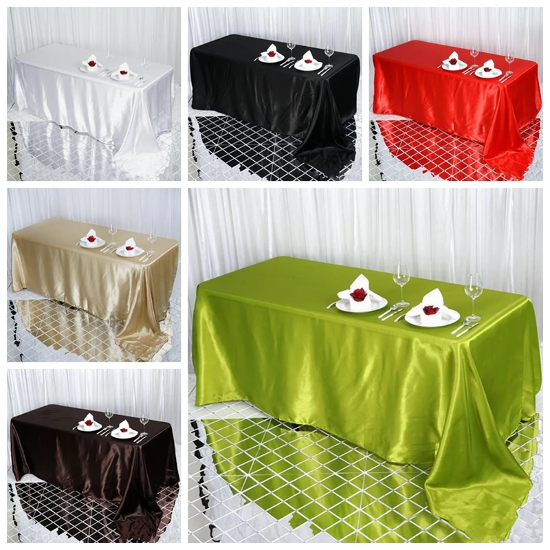 

1pcs Rectangular Satin Tablecloth Table Cover Dining for Wedding Party Banquet Decoration Christmas Table Cloth
