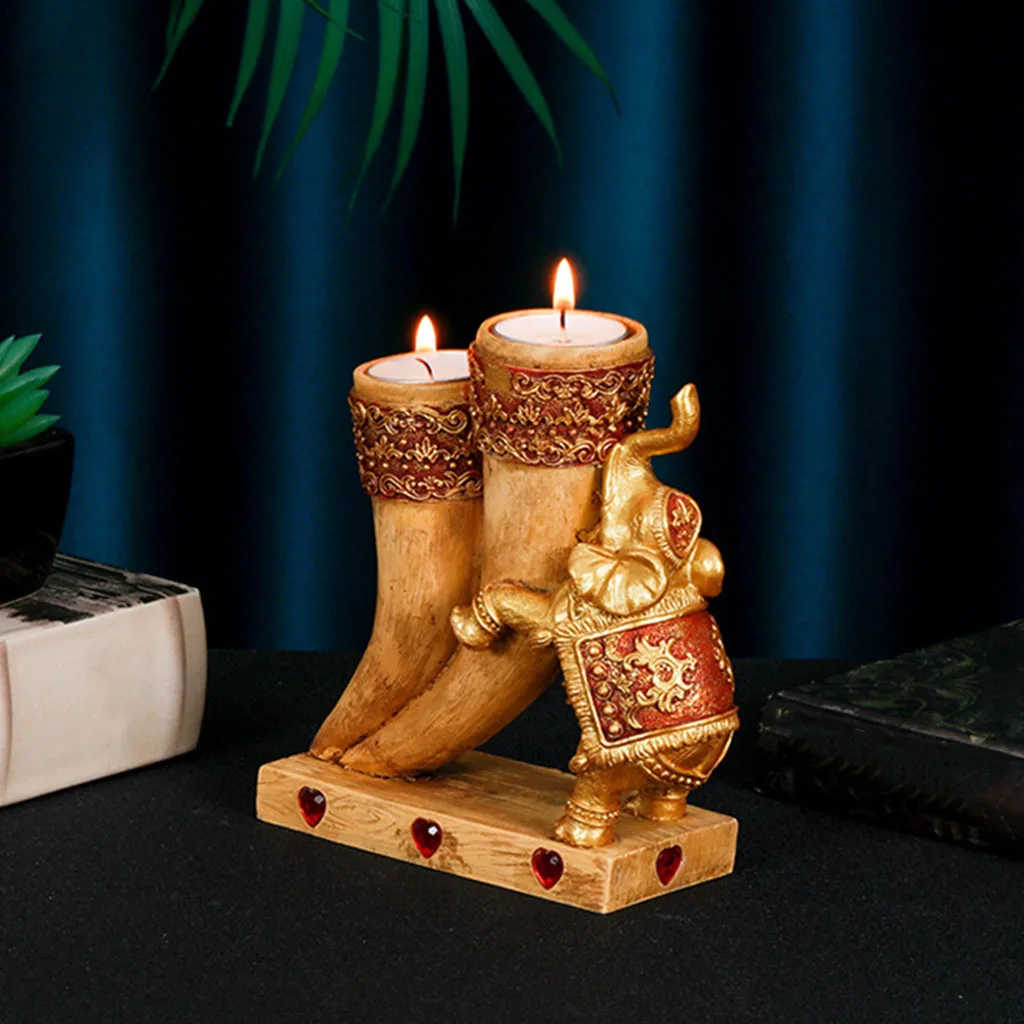 Фэн Шуй Счастливое животное слон Смола Подсвечник Статуэтка скульптура домашний