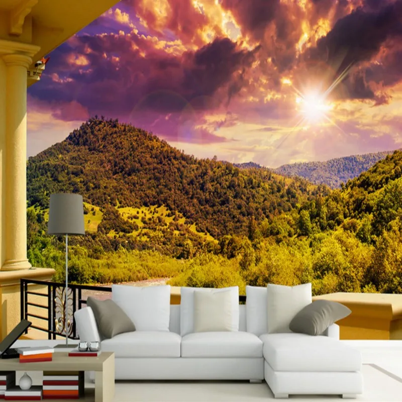 

Dropship Photo Wallpaper Corridor Balcony Landscape River Landscape Room Background Wallpaper Custom Wallpapers for Living Room