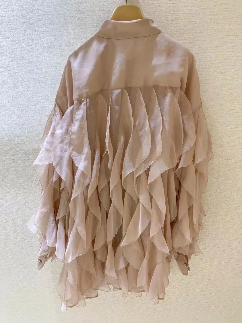 

2021 women blouse ruffles top blouse silk blouse