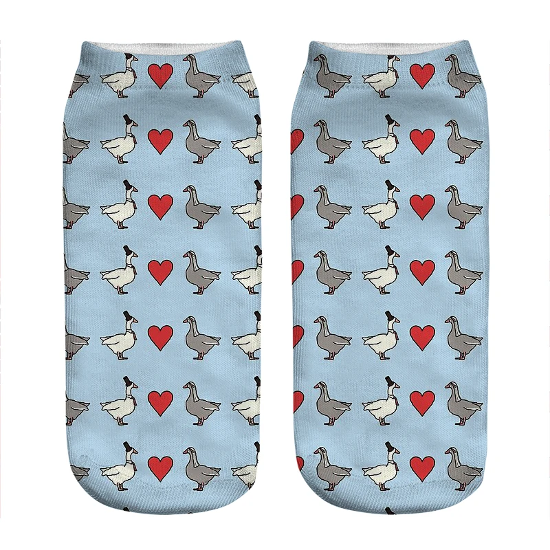 

Женские носки kawaii белые Geese in Love носки с принтом женские Харадзюку Веселые Смешные новые милые подарочные носки для девочек для женщин