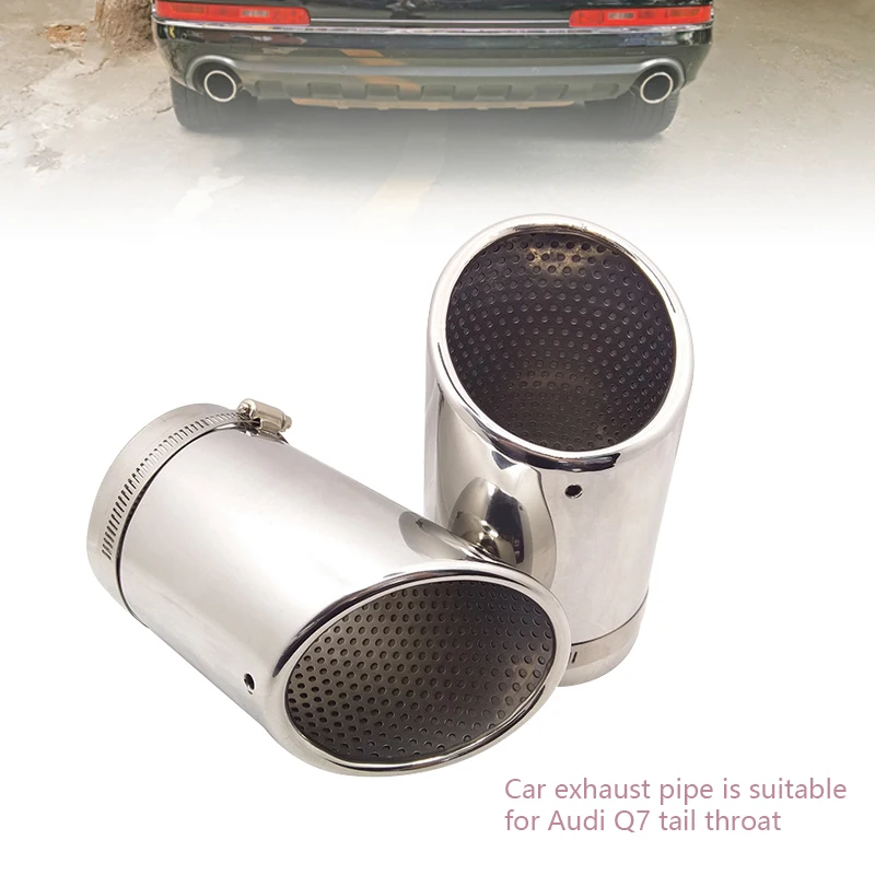 

Car exhaust pipe is suitable for Audi Q7 silver stainless steel universal muffler tail throat tail pipe decorative accessories