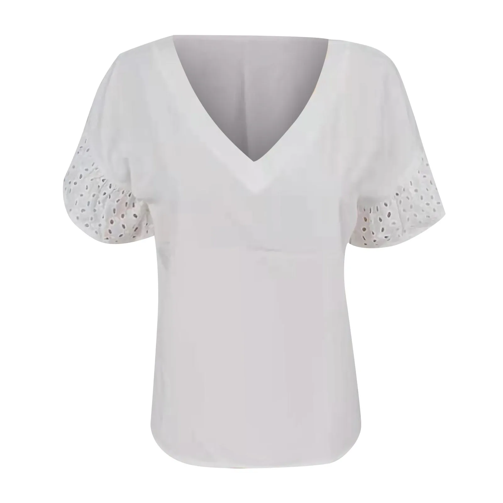 

Women's Loose Blouse Summer Solid Colours Short-sleeved V-neck Casual Blouse Fashion Clothes Comfortable Loose Blouse Womens