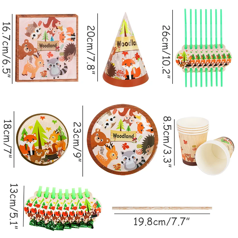 Лесной Декор для вечеринки дня рождения детская столовая посуда с изображением