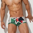 Мужские трусы-боксеры с геометрическим принтом, зеленые боксеры для плавания, Шорты для плавания, 2020