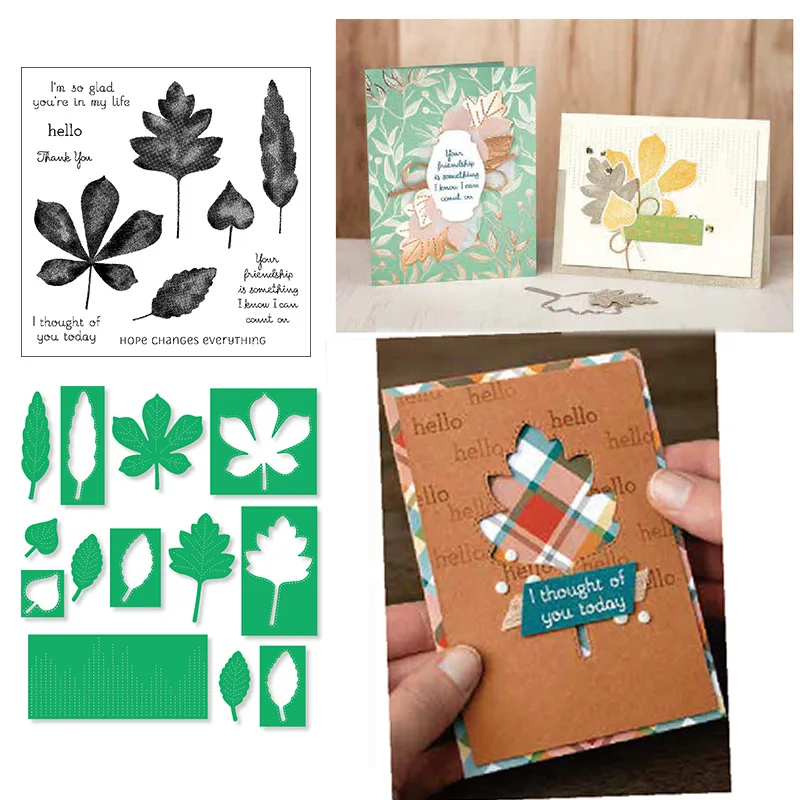 

New Arrival LOVE OF LEAVES Metal Cutting Dies and Clear Stamps for DIY Scrapbooking Crafts Card Making Photo Album Handmade