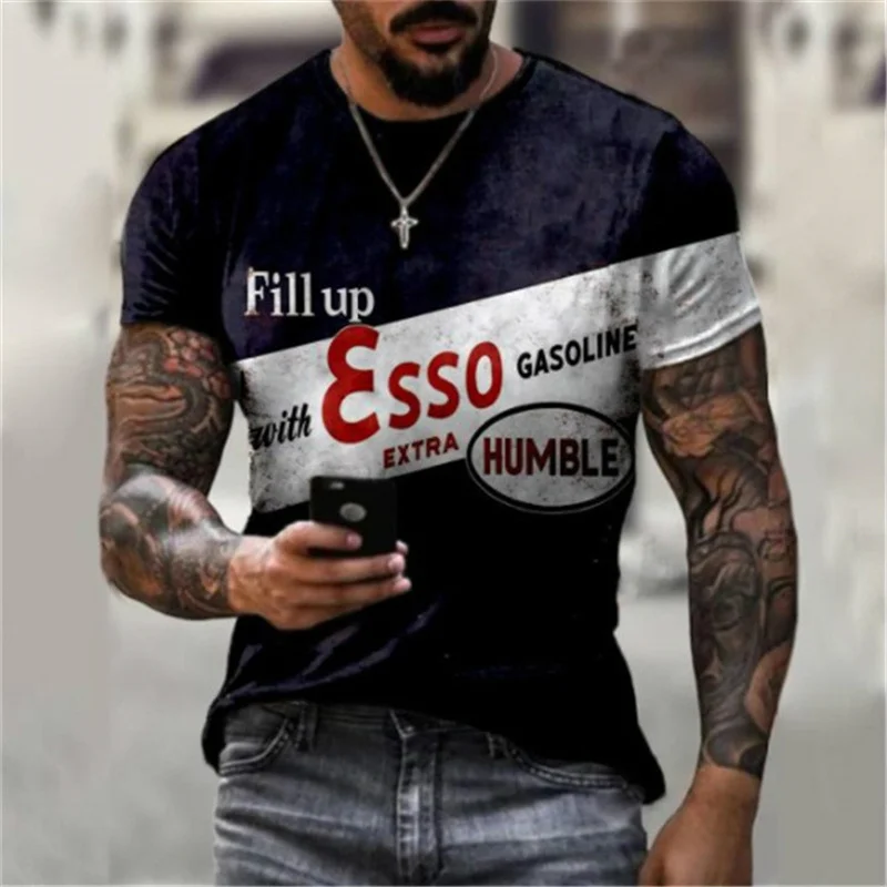 

Novelty Men's Casual Round Neck T-shirt Slim Digital Print Short Sleeve Pullover 2021 Polyester Material