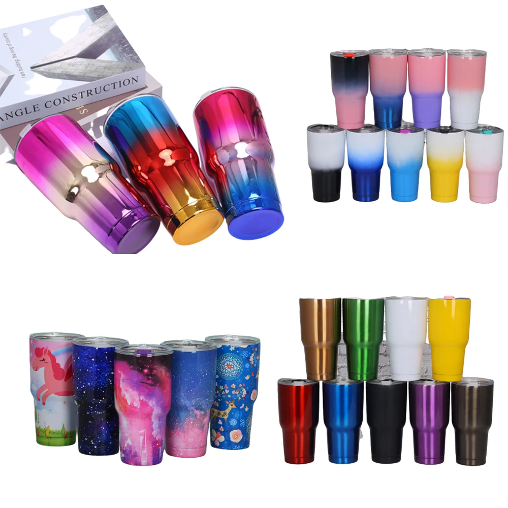 Дорожная кружка для льда 30 унций красочная из нержавеющей стали 304 двойная стенка