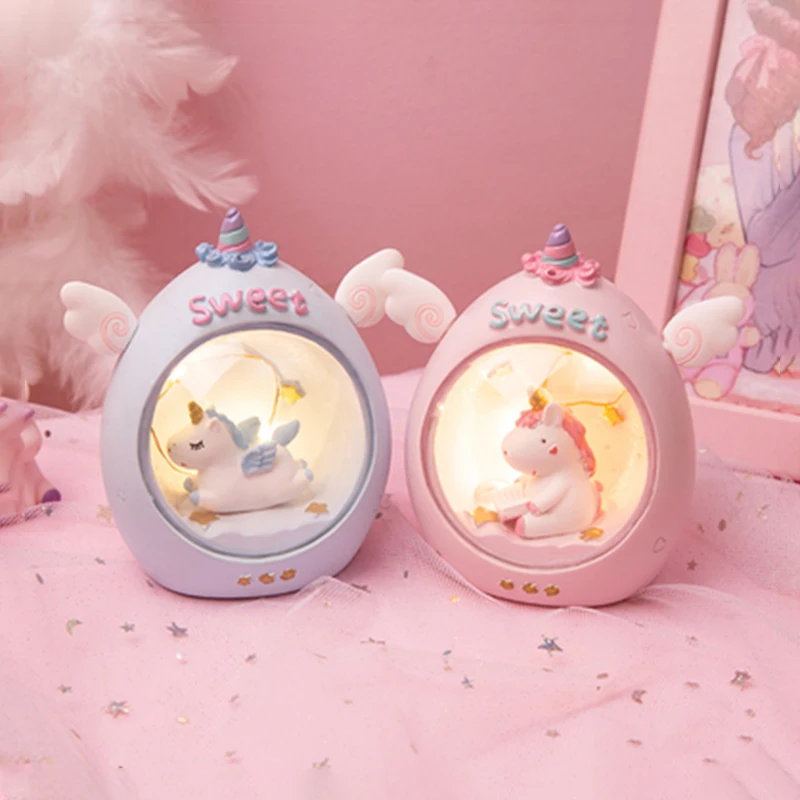 Ins милый рисунок единорога светодиодный ночник Фея домашнее украшение для стола