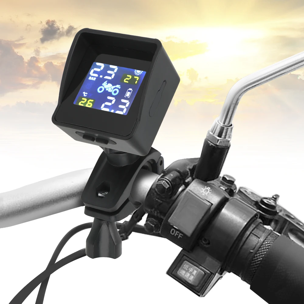 

LCD Display Tyre Accessories Moto Tire Pressure Tyre Temperature Monitoring Alarm System Motorcycle TPMS