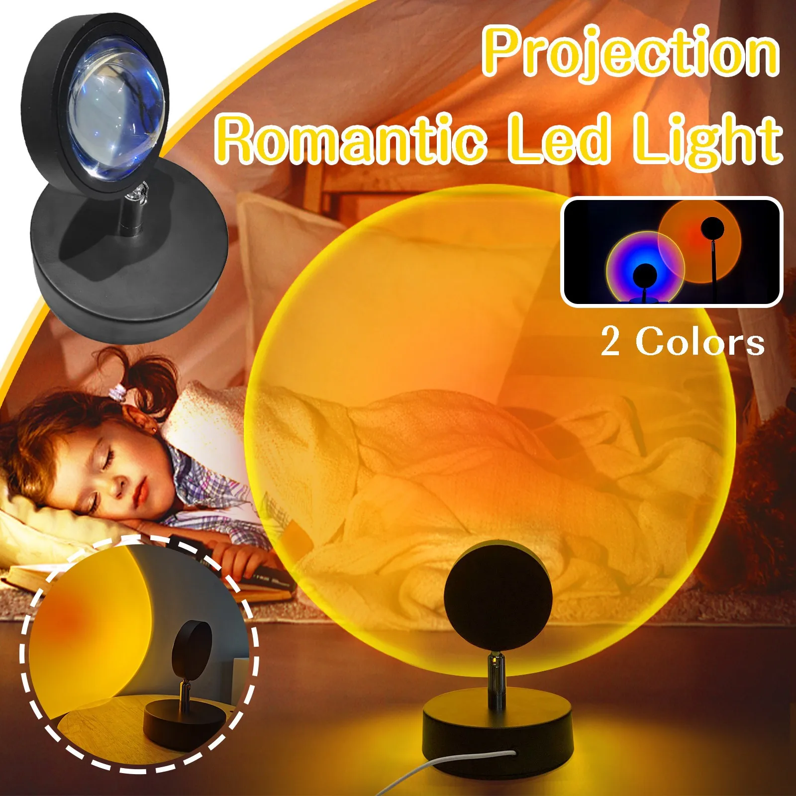 

Led Glow 180 Degree Rotation Rainbow Projection Lamp For Home Party Living Room Bedroom Decor Festive Atmosphere Decoration Lamp