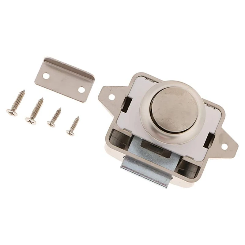 

Large RV Wall Cabinet Lock Button Lock Push Button Latch Cabinet Lock with Mounting Hardware for RV, Trailer, Camper