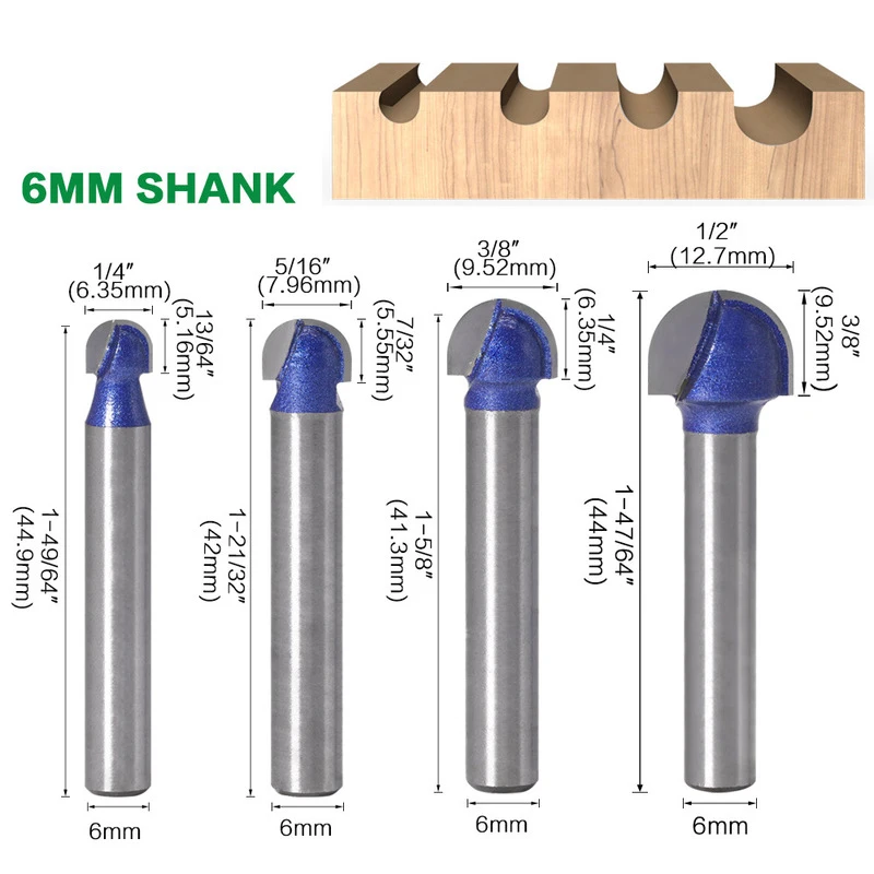 1 шт. 6 мм хвостовик Концевая фреза с круглым носом фрезерный бит ЧПУ радиус