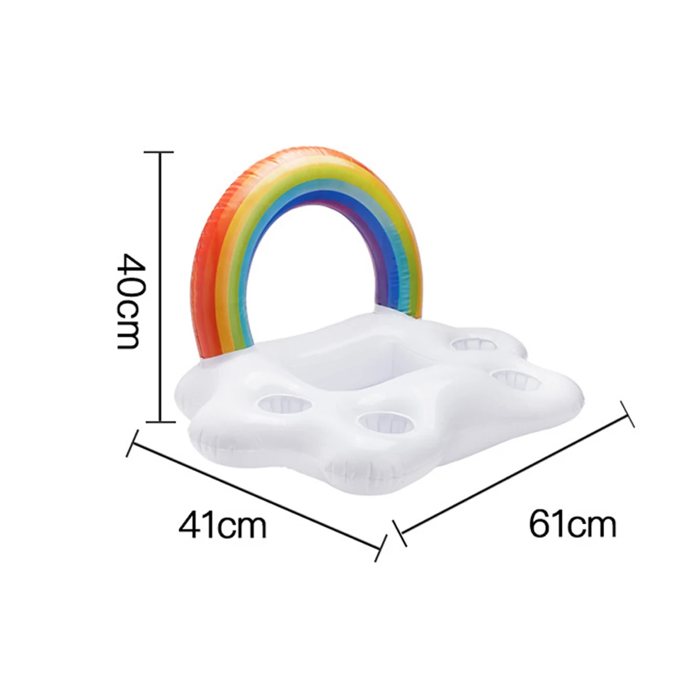 

Inflatable Pool Float Beer Drinking Cooler Table Bar Tray Beach Swimming Ring Summer Pool Party Bucket Rainbow Cloud Cup Holder