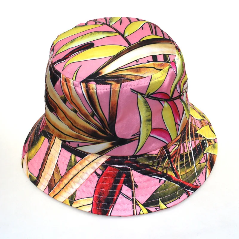 Панама двусторонняя с принтом листьев для мужчин и женщин модная разноцветная