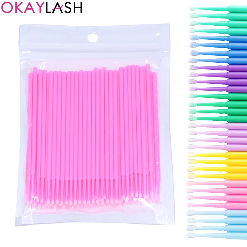 

OKAYLASH 100 шт./пакет одноразовые микрокисти для наращивания ресниц, ватные палочки для наращивания ресниц, инструмент для очистки, макияжа, ват...