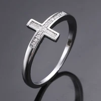 micro cubic zirconia stone delicate cross wedding rings for women bague femme finger ring costume jewelry wedding gift anillos