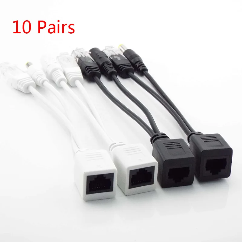 10Pair 12V Poe Adapter Cable Rj45 Splitter Injector Kit Power Supply cable Separator Combiner Cctv Accessories W17 | Безопасность и