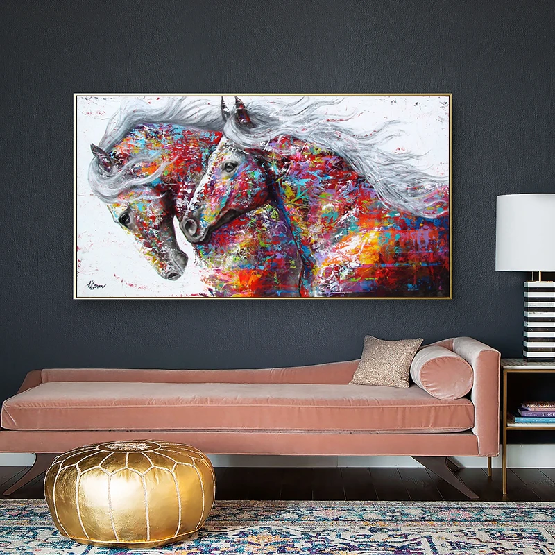 

Nordic Animal Art Two Running Horses Canvas Painting Wall Art Pictures For Living Room Modern Abstract Art Prints Posters