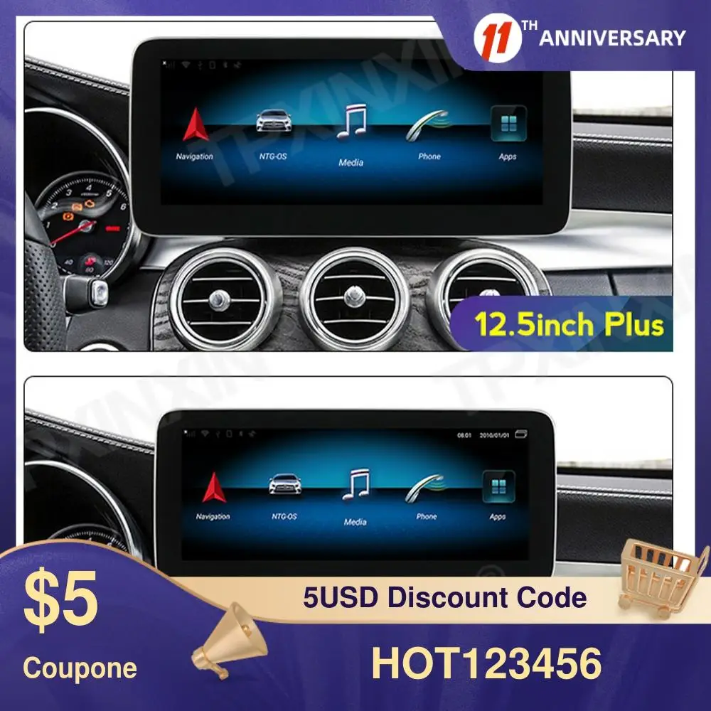 

For Mercedes Benz W204 2011-2014 8+128G 4G LTE Android Car GPS Navigation Stere Multimedia Player HD Screen Wireless Carplay