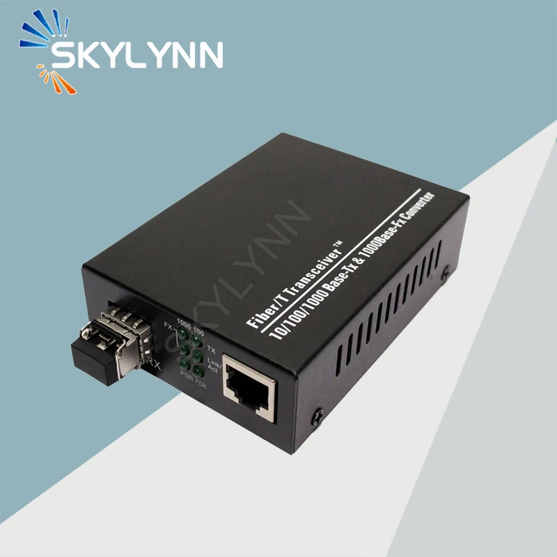 Оптоволоконный медиа-конвертер с SFP 1000 Мбит/с 1000Base-FX Multimode LC до 1000Base-TX RJ45 с длиной волны 550 нм