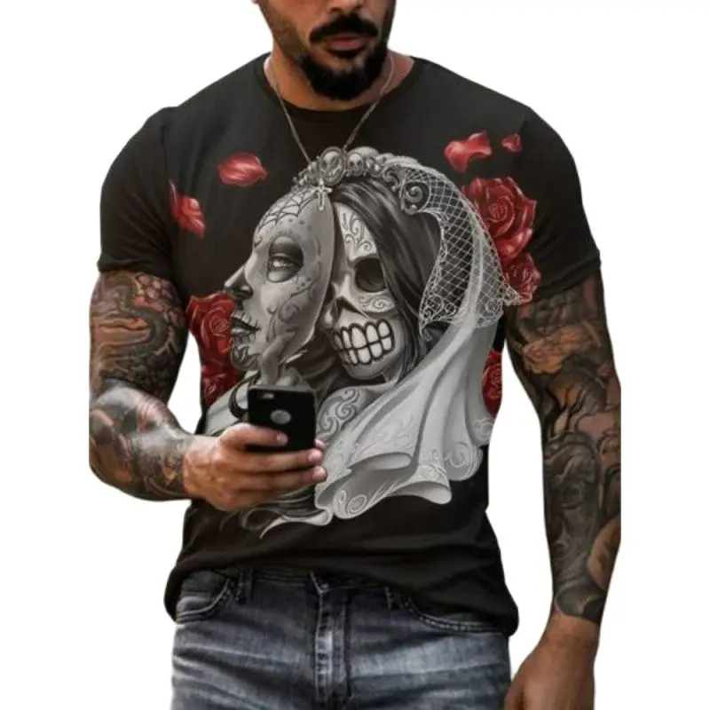 

2021 European and American Summer Men's T-shirt Fashion 3D Printing Streetwear Casual Loose Quick-drying Top Oversized T-shirt