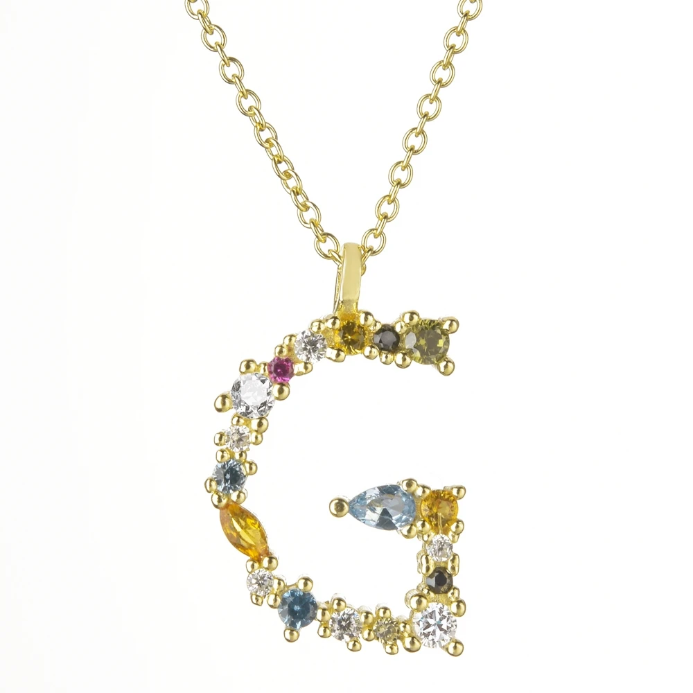 Gold G Altruist 925 пробы серебро I Am Initial C P кулон Nekclace Красочный Кристалл Мини-проба Длинная цепочка регулируемое ожерелье ювелирные изделия - Окраска металла: Gold G