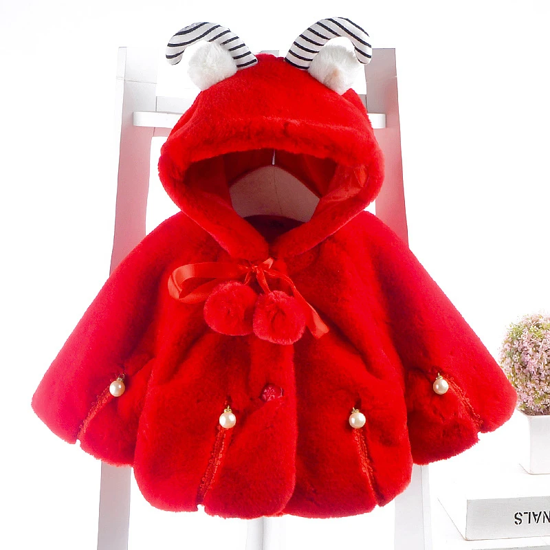 Зимняя накидка пальто для маленьких девочек с мультяшным рисунком утепленная