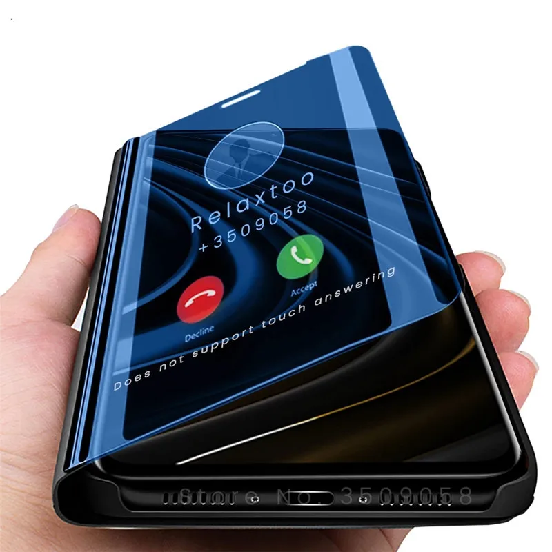 Роскошный зеркальный умный флип чехол для Xiaomi Redmi Note 9 9S 8 8T 7 6 Pro 6A 7A 10X K30 K20 Mi POCO X3 10