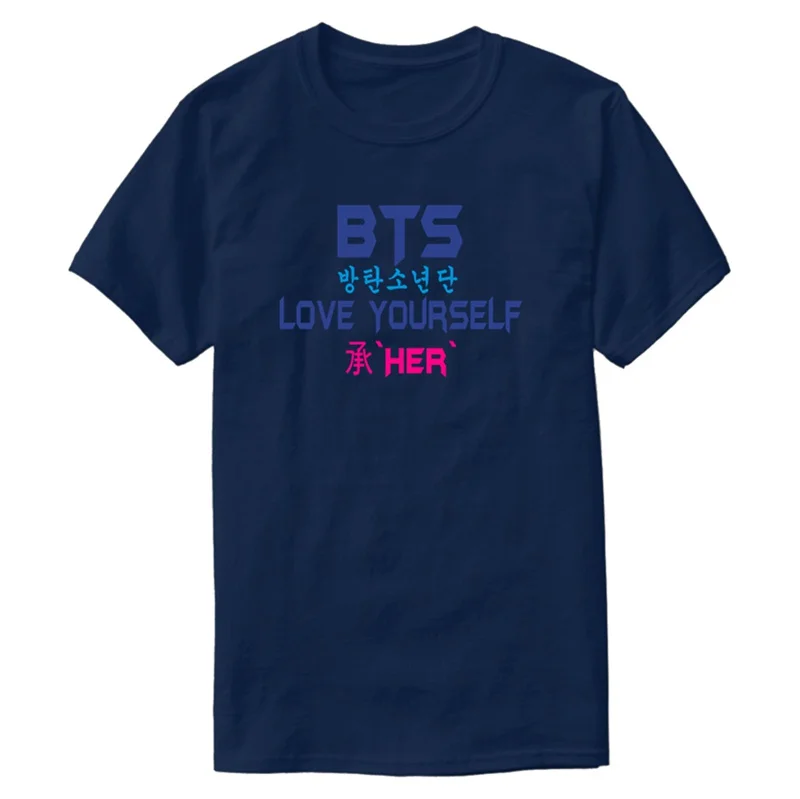 Винтажная футболка с надписью I Love Kpop Bts Bangtan Boys Yourself 2020 Мужская коротким рукавом
