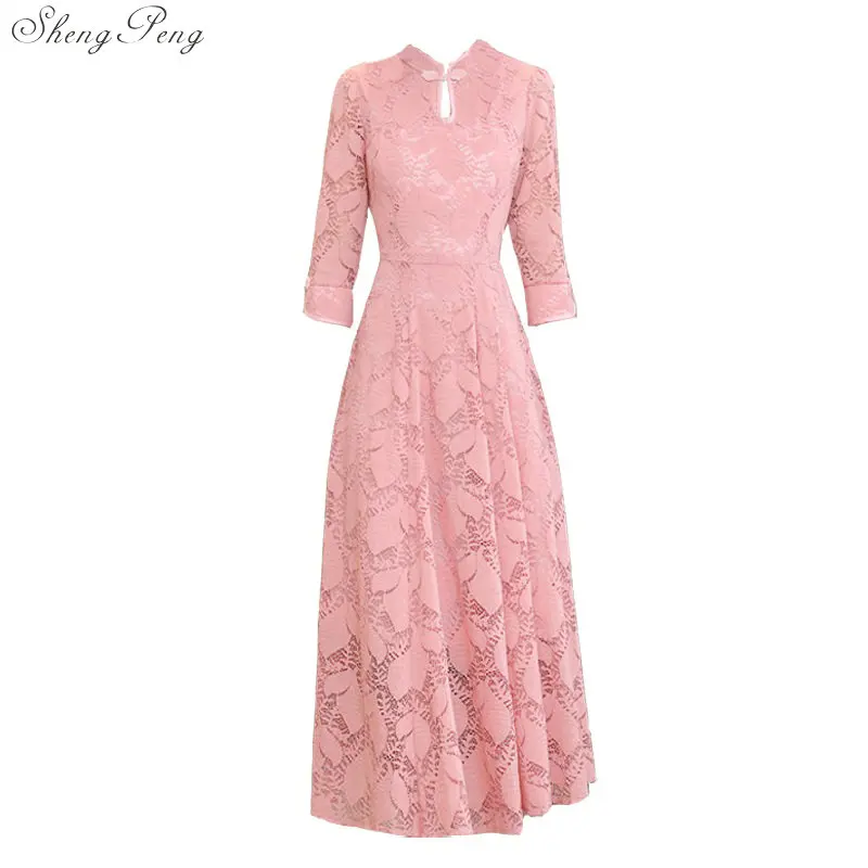 2019 летнее Современное женское короткое Кружевное китайское платье Ципао Qi Pao