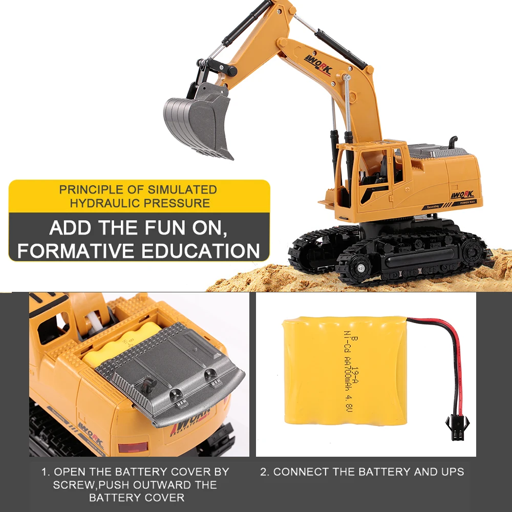 3853 1/24 Ghz 8CH RC экскаватор Литые металлические строительные тракторы с