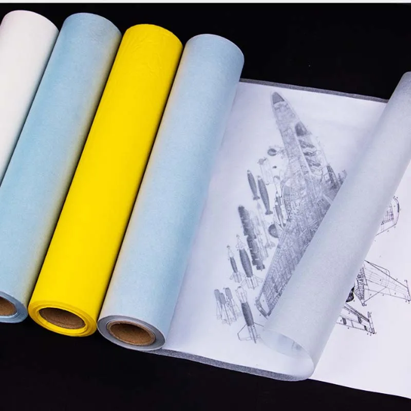 

46Mx30CM 46Mx46CM Super Transparent Draft Sketch Butter Paper Tracing Paper Roll White yellow blue for Painting Tracing Paper