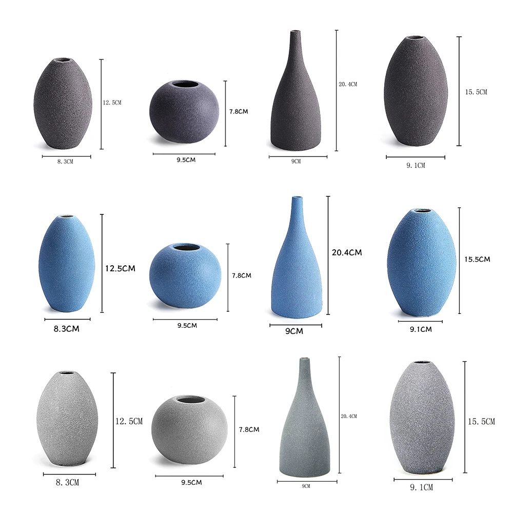 Европейские Простые керамические вазы синие черные серые настольные маленькие