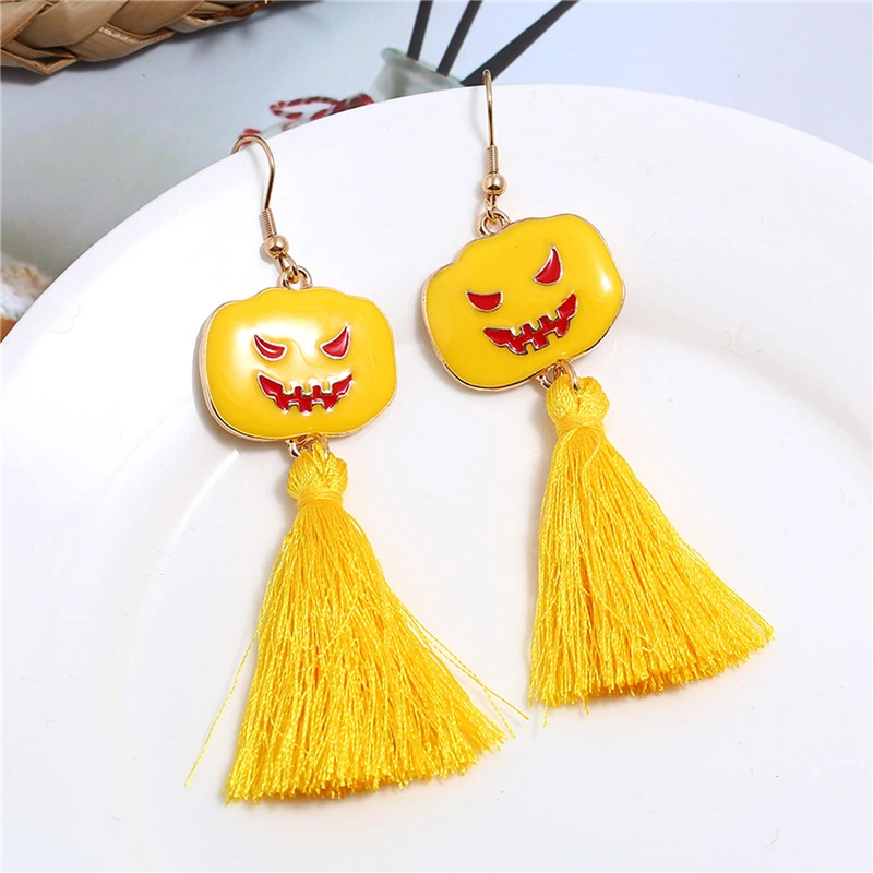 Женские серьги-подвески в виде черепа и призрака |