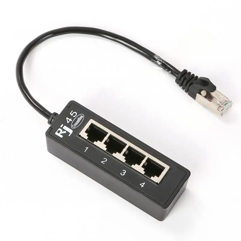 

Сетевой Разветвитель RJ45 с 1 штекером на 4 гнездовыми портами, сетевой разветвитель кабеля Ethernet, 4 в 1 Удлинительный адаптер для ступиц маршрутизаторов