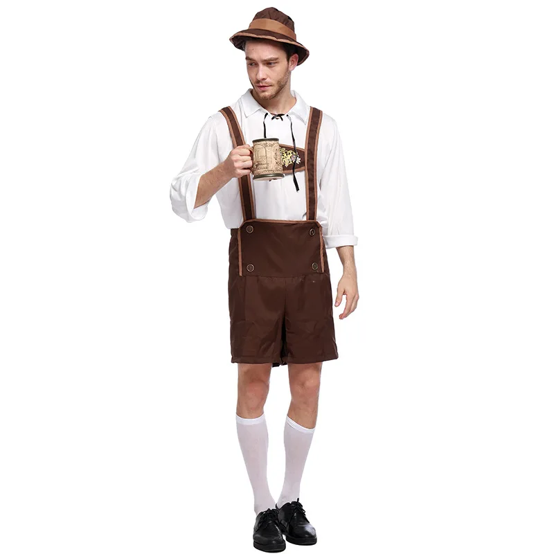 Новый Взрослый мужской традиционный костюм для Октоберфеста disfraz Mujer Lederhosen Bavarian