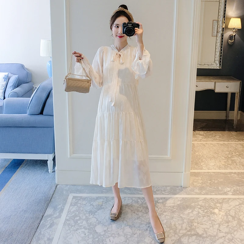 Шифоновые платья высокого качества одежда для беременных осеннее платье с