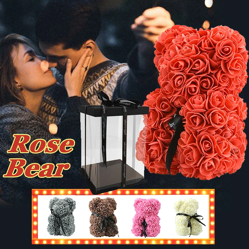 WR красный розовый оптовая продажа дешевые 23 см высокий медведь свадебный цветок